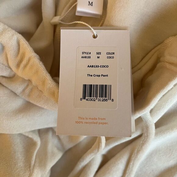 Andie Swim The Cropped Pant Terry lounge Swim Coverup coconut white Size M NWT - Picture 13 of 13